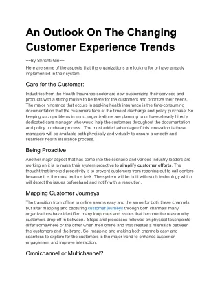 An Outlook On The Changing Customer Experience Trends