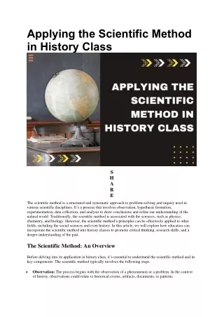 7 Steps To Applying The Scientific Method In History Class