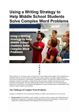 7 Writing Strategy To Tackle Complex Word Problems For Middle School Students |