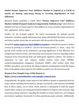 Octane Improver Fuel Additives Market