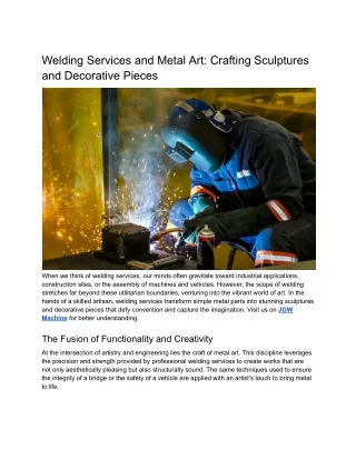 Welding Services - Crafting Metal Art & Decor | JGW Machine