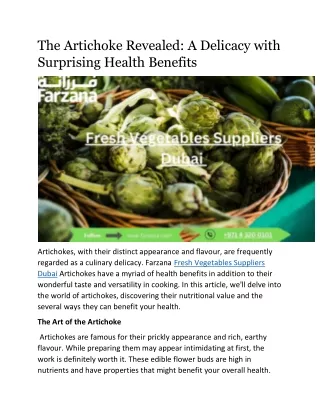 The Artichoke Revealed: A Delicacy with Surprising Health Benefits