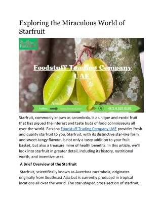 Exploring the Miraculous World of Starfruit