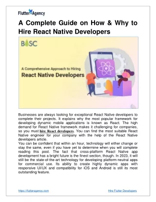 A Complete Guide on How & Why to Hire React Native Developers