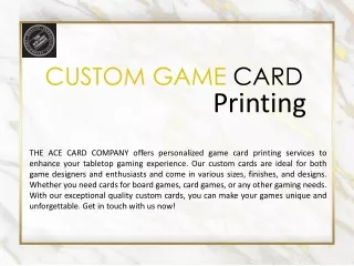 Custom Game Card Printing