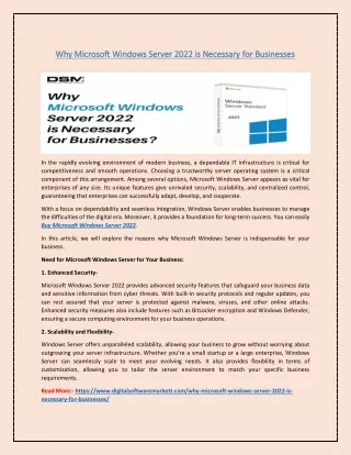 Why Microsoft Windows Server 2022 is Necessary for Businesses