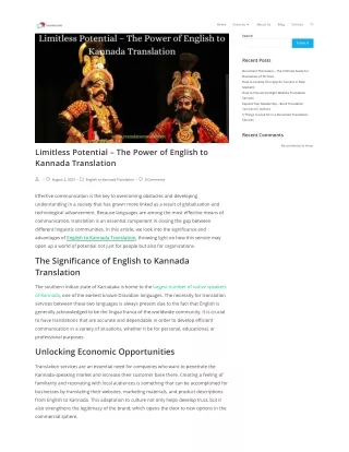 Limitless Potential – The Power of English to Kannada Translation