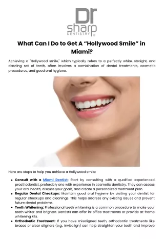 What Can I Do to Get A “Hollywood Smile” in Miami