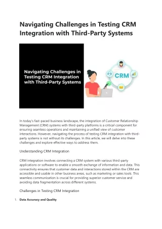 Navigating Challenges in Testing CRM Integration with Third-Party Systems