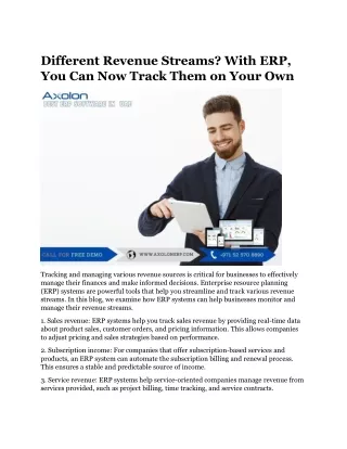 Different Revenue Streams With ERP, You Can Now Track Them on Your Own