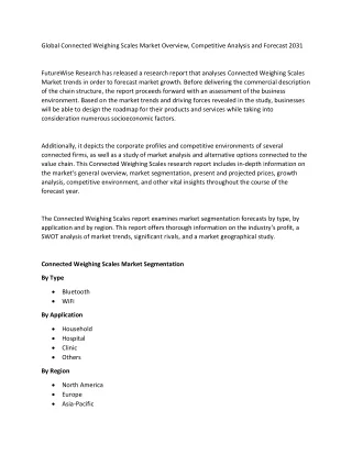 Connected Weighing Scales Market