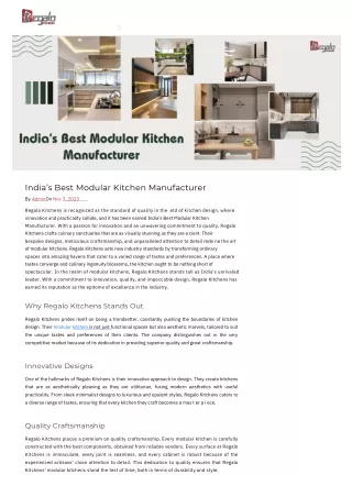 India’s Best Modular Kitchen Manufacturer