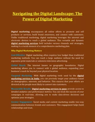 Navigating the Digital Landscape- The Power of Digital Marketing