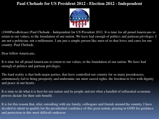 paul chehade for us president 2012 - election 2012 - indepen