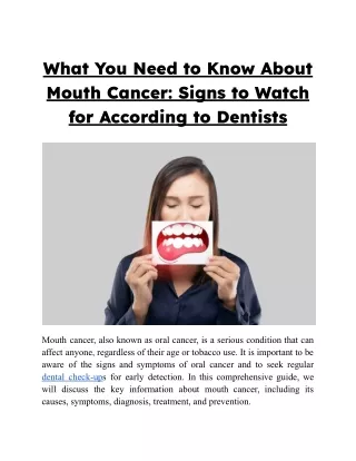 What You Need to Know About Mouth Cancer_ Signs to Watch for According to Dentists