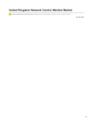 United Kingdom Network Centric Warfare Market