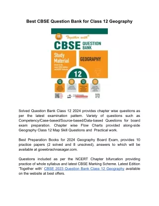 Best CBSE Question Bank for Class 12 Geography