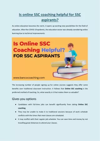 Is online SSC coaching helpful for SSC aspirants