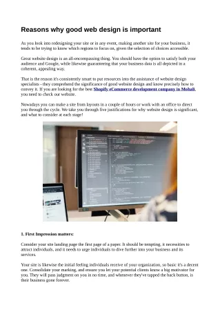 Reasons why good web design is important