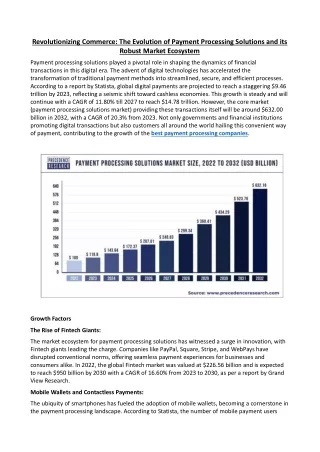 Revolutionizing Commerce The Evolution of Payment Processing Solutions and its Robust Market Ecosystem