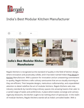 India’s Best Modular Kitchen Manufacturer