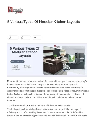 5 Various Types Of Modular Kitchen Layouts