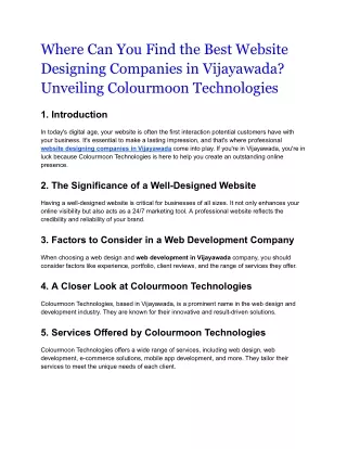 Where Can You Find the Best Website Designing Companies in Vijayawada