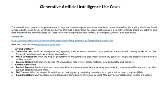 Generative Artificial Intelligence Use Cases