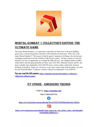 Mortal Kombat 1 Collectors Edition -  the Ultimate Game