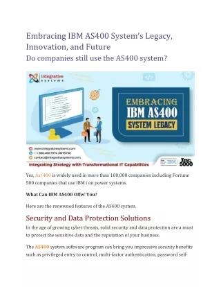 Embracing IBM AS400 System’s Legacy