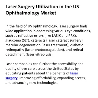 Laser Surgery Utilization in the US Ophthalmology Market