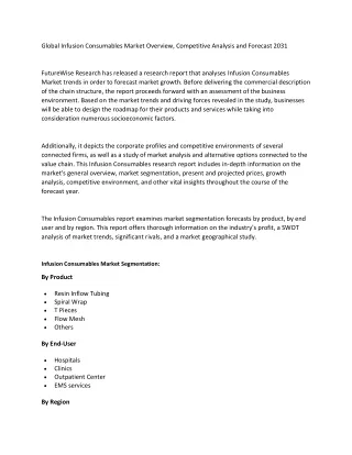 Infusion Consumables Market