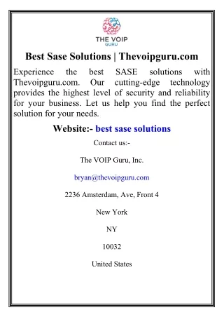 Best Sase Solutions Thevoipguru.com