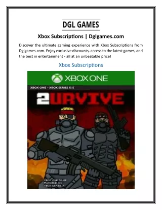 Xbox Subscriptions  Dglgames