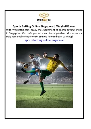 Sports Betting Online Singapore Waybet88.com