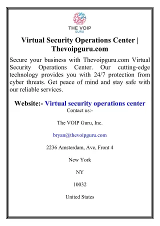 Virtual Security Operations Center  Thevoipguru.com