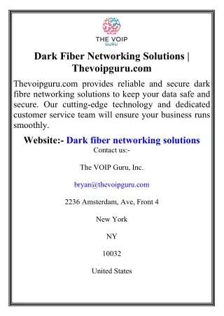 Dark Fiber Networking Solutions  Thevoipguru.com