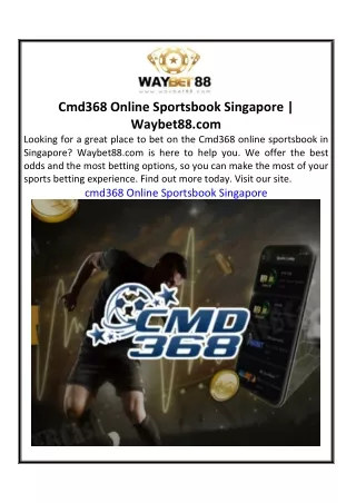 Cmd368 Online Sportsbook Singapore  Waybet88.com