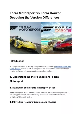 Forza Motorsport vs Forza Horizon_ Decoding the Version Differences