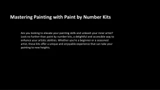 Mastering Painting with Paint by Number Kits