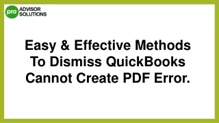 Easy Way To Fix QuickBooks Cannot Create PDF Error