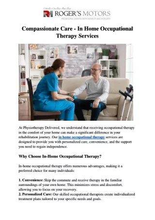 Compassionate Care - In Home Occupational Therapy Services