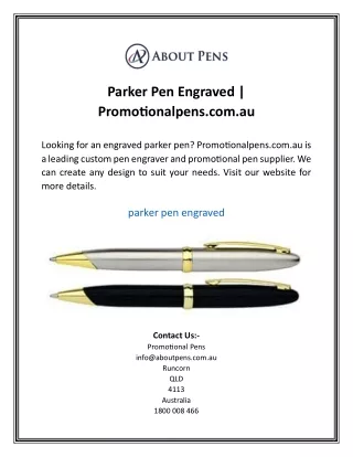 Parker Pen Engraved | Promotionalpens.com.au