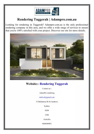 Rendering Tuggerah  Adampro.com.au