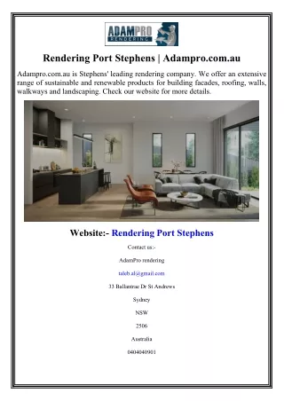Rendering Port Stephens Adampro.com.au