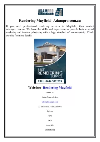 Rendering Mayfield  Adampro.com.au