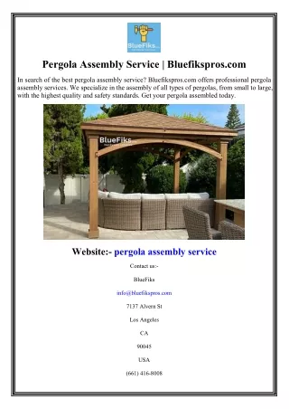 Pergola Assembly Service  Bluefikspros.com