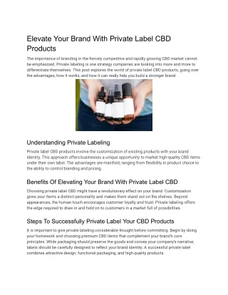 Elevate Your Brand With Private Label CBD Products
