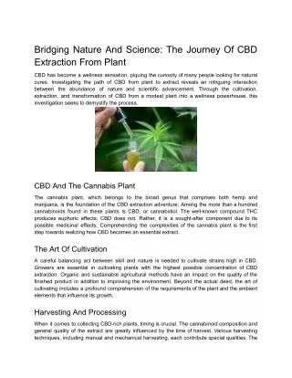 Bridging Nature And Science_ The Journey Of CBD Extraction From Plant