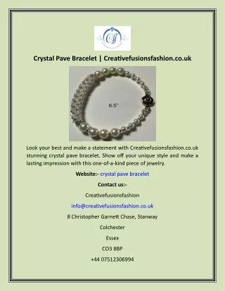 Crystal Pave Bracelet  Creativefusionsfashion.co.uk